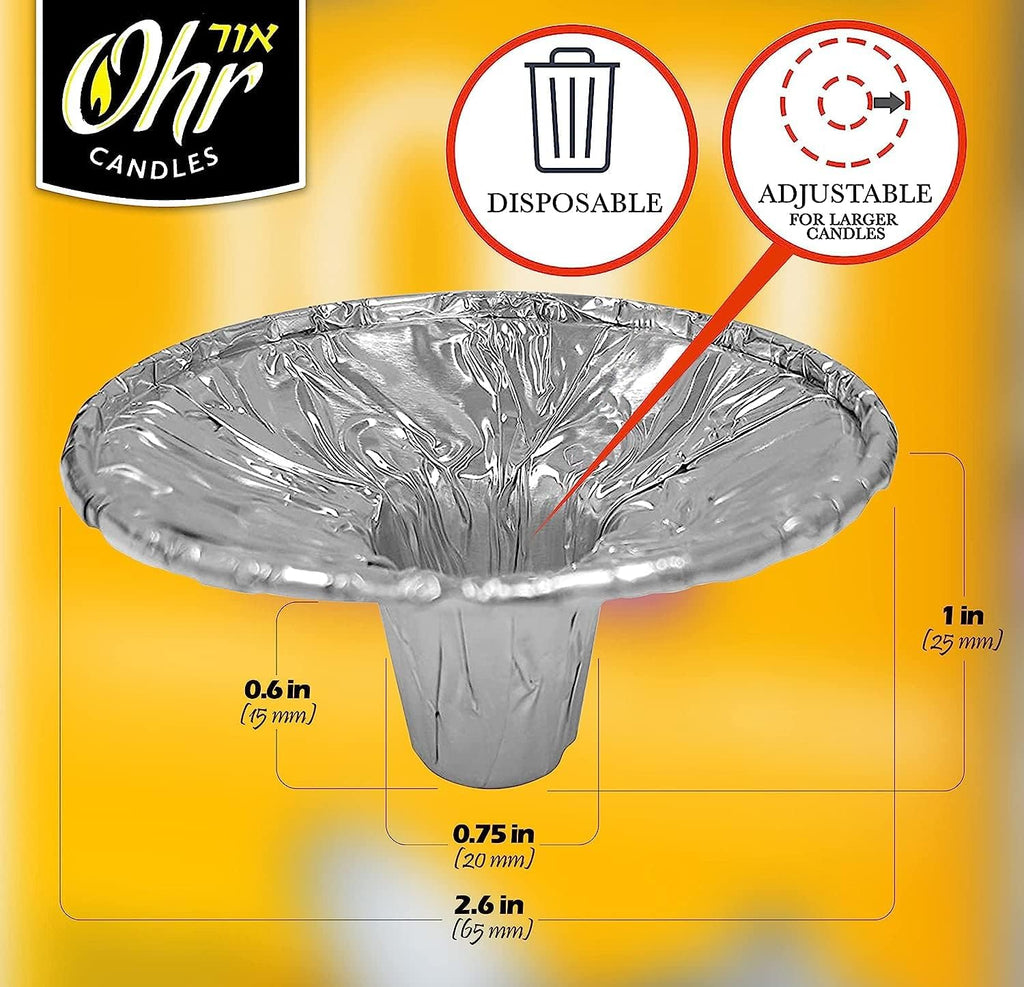 OHR Extra Heavy Disposable Aluminium Foil Candle Holders - 50 Pack Drip Cup Bobeches