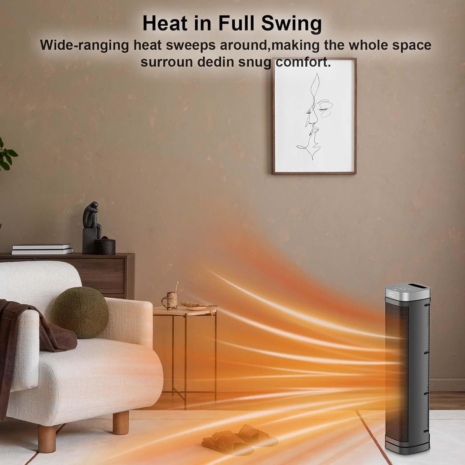 Skiennix Portable Space Heater - 1500W Ceramic Heating Fan with Remote Control & 3 Modes | Ideal for Home & Office