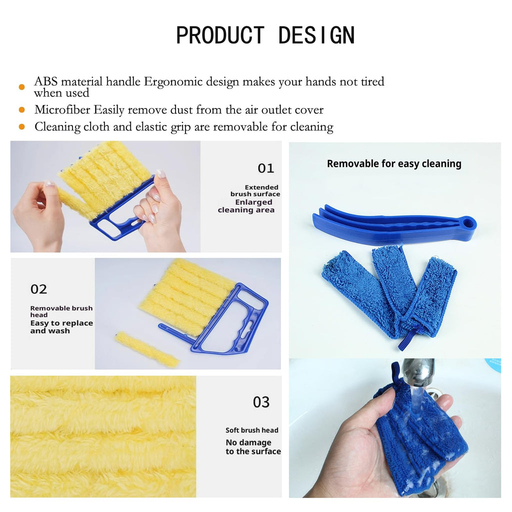 Washable Blind Cleaner Tool, Blind Duster, Microfiber Dusting Brush for Venetian Blinds, Window Shutters, Air Conditioner Vents(2-Pack)