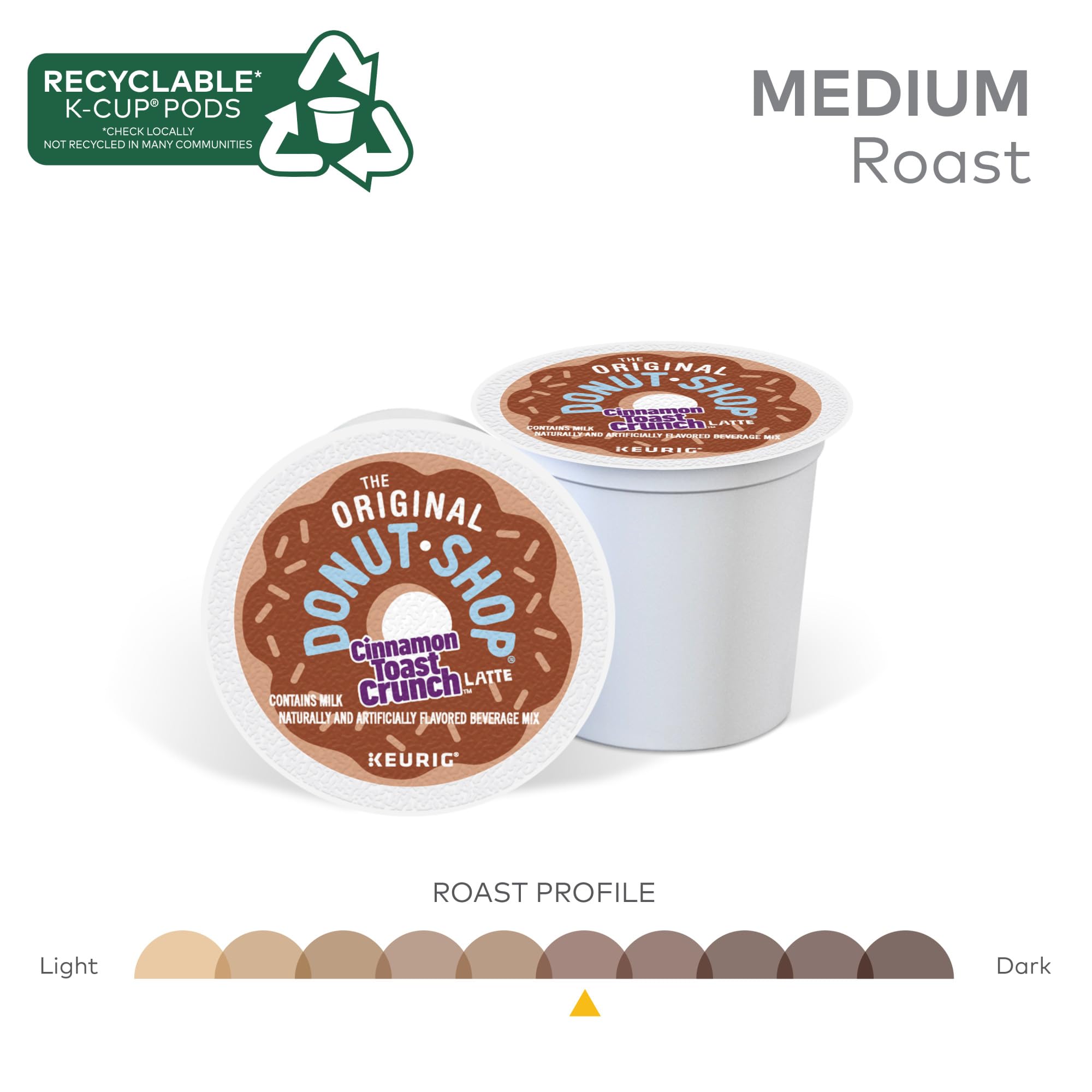 The Original Donut Shop Cinnamon Toast Crunch One-Step Latte, Keurig Single Serve K-Cup Pods, 20 Count