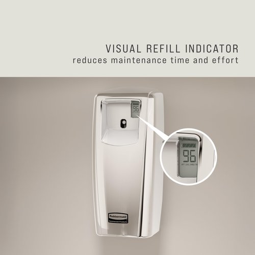 Rubbermaid Commercial Microburst 9000 Aerosol Odor Control LCD Dispenser, White, for Restaurants/Hotels/Schools/Airports/Offices