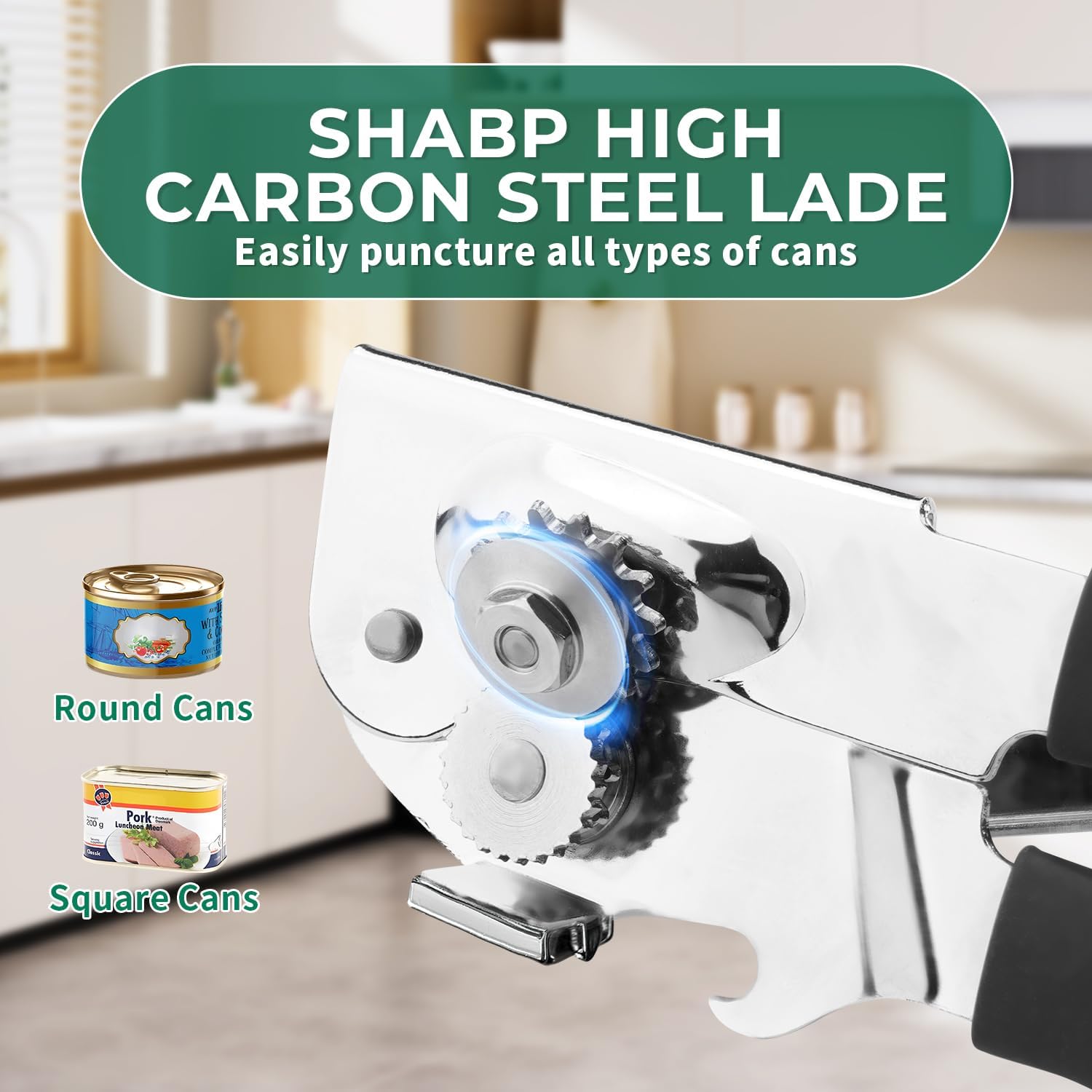 Skiennix Heavy Duty Manual Can Opener - Stainless Steel, Smooth Edge Design for Easy Use