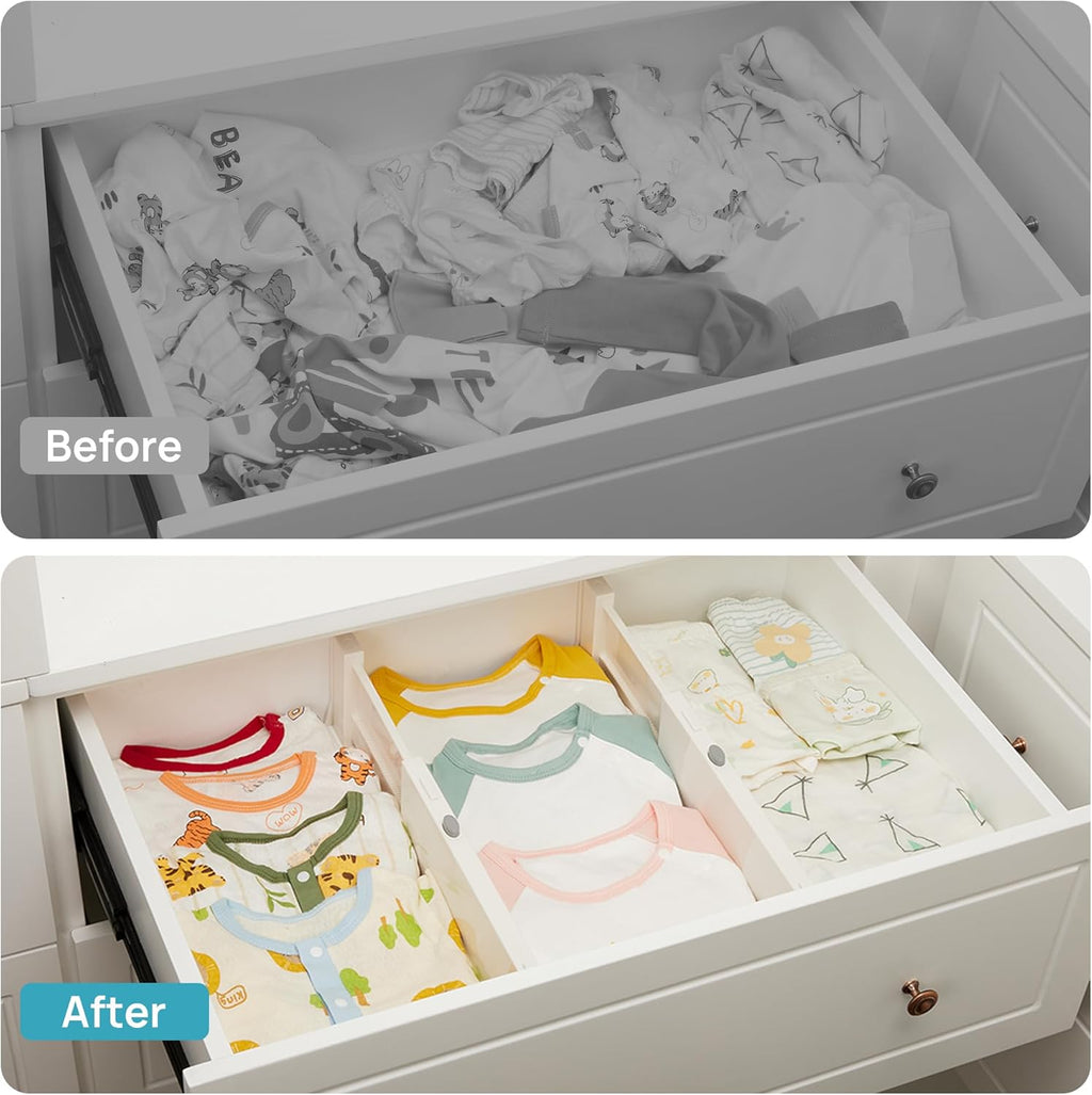 Vtopmart Clear Plastic Drawer Organizers Set - 25 PCS with 8 Drawer Dividers for Clothes Storage