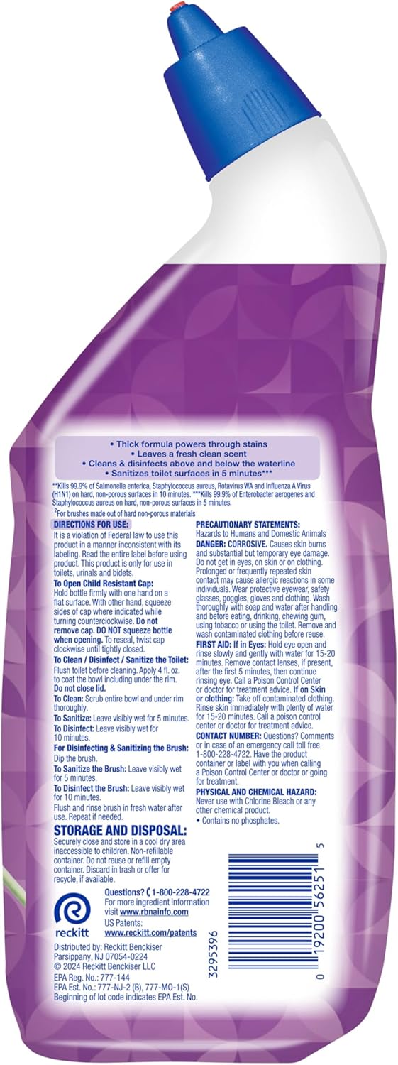 Lysol Toilet Bowl Cleaner Gel - Disinfecting Lavender & Cotton Blossom Scent | Septic Safe, 24 oz (Pack of 2)