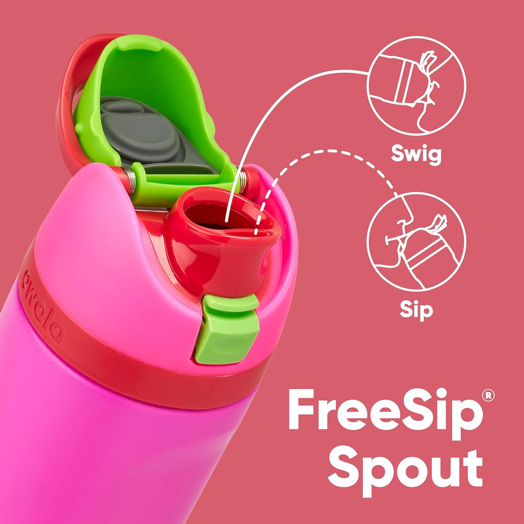 Owala Kids FreeSip Insulated Stainless Steel Water Bottle - BPA-Free, 16 oz, All the Berries - Perfect for Travel