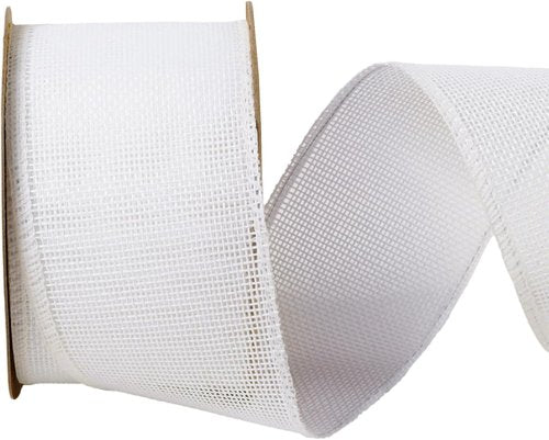 LaRibbons Burlap Ribbon - 2.5 Inch x 12 Yards White Wired Fabric for Spring Crafts & Gift Wrapping