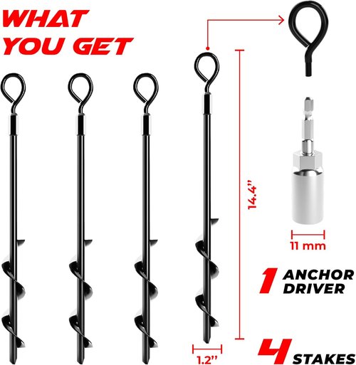 Ground Anchors by [Brand Name] - Heavy Duty Screw-in Stakes for High Winds | Ideal for Sheds, Tents, and More