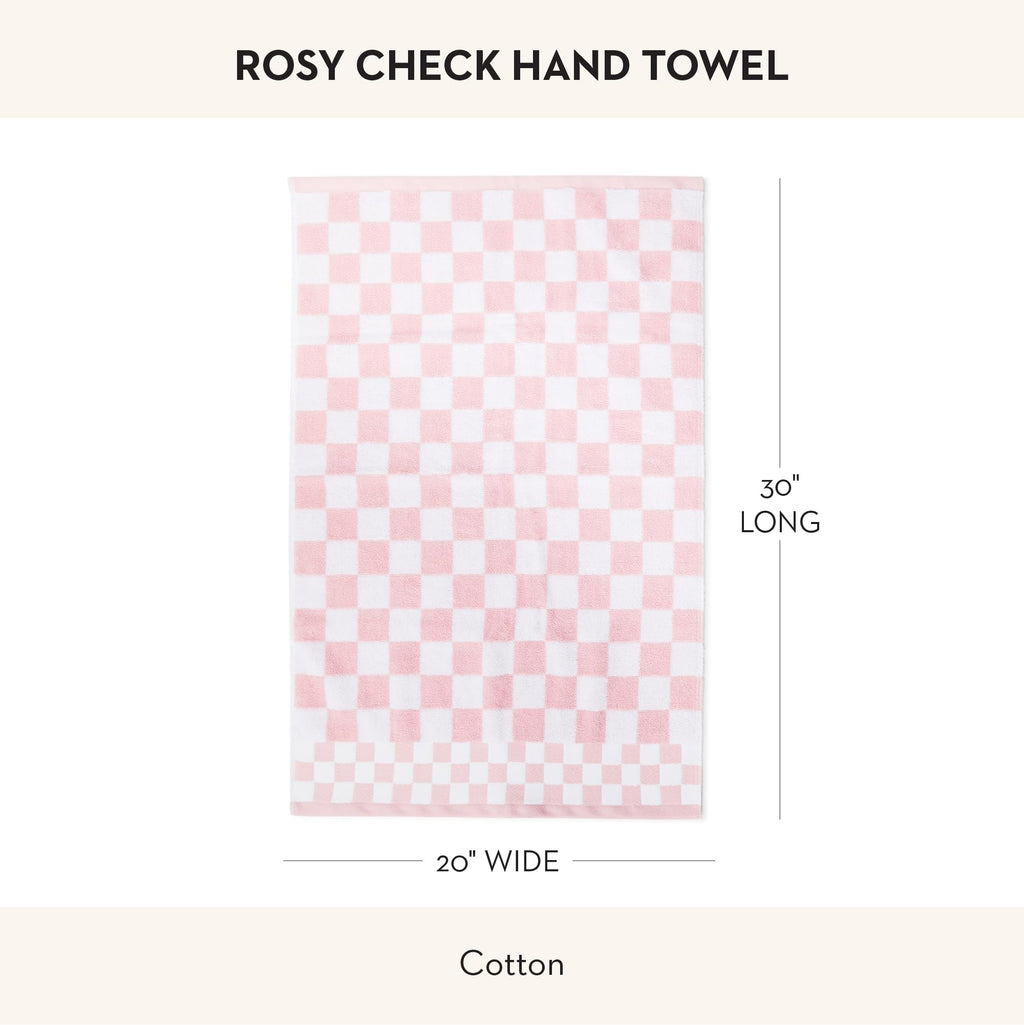 MACKENZIE-CHILDS Hand Towel, Cute Decorative Hand Towel for Bathroom and Kitchen, Pink-and-White Rosy Check