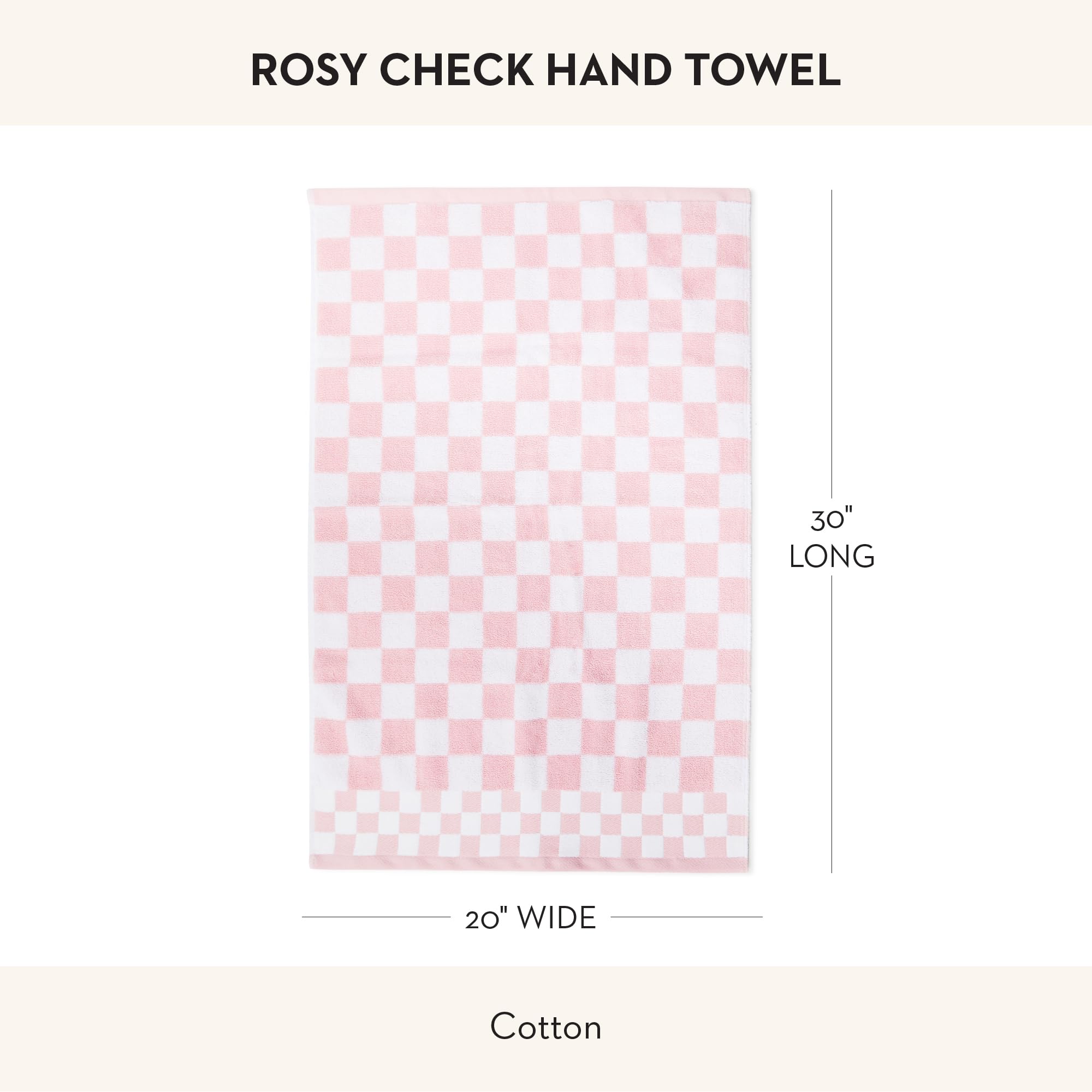 MACKENZIE-CHILDS Hand Towel, Cute Decorative Hand Towel for Bathroom and Kitchen, Pink-and-White Rosy Check