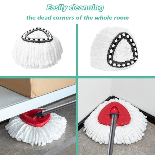 10 PCS Spin Mop Replacement Head,100% Microfiber Mop Heads Replacements Compatible with Cedar Easywring 1-Tank System, 360 Degree Round Spin Mop Replacement Head for Easy House Cleaning Floor Mopping