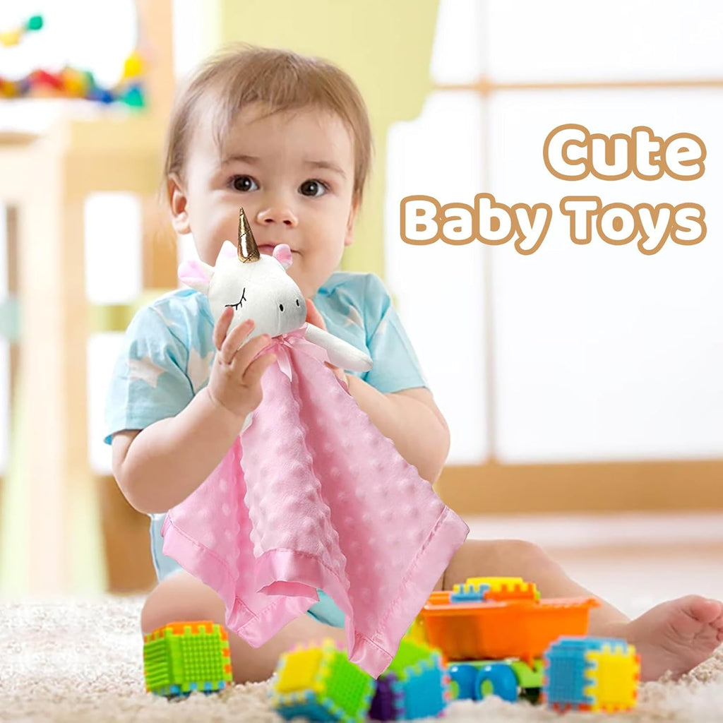 Pro Goleem Unicorn Lovey | Soft Plush Pink Security Blanket for Babies | 16-Inch Snuggle Toy