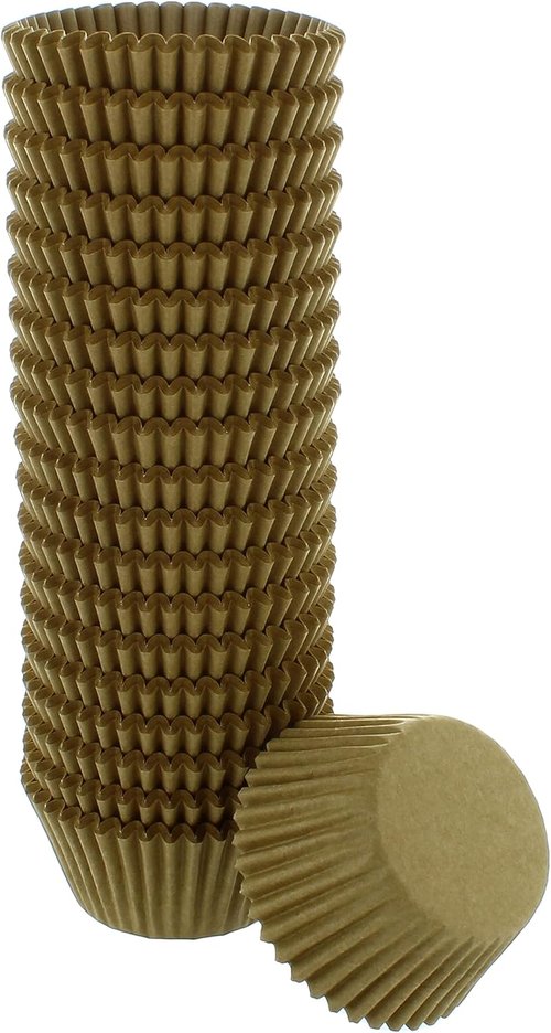 Bakery Crafts Natural Brown Baking Cups - Greaseproof Paper Liners for Muffins & Cupcakes | Bulk Pack of 500