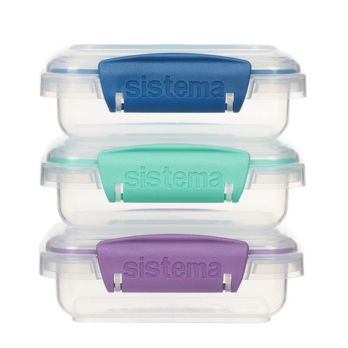 Sistema Klip It Food Storage Container, 200 ml, 3-Pack (Colors May Vary)