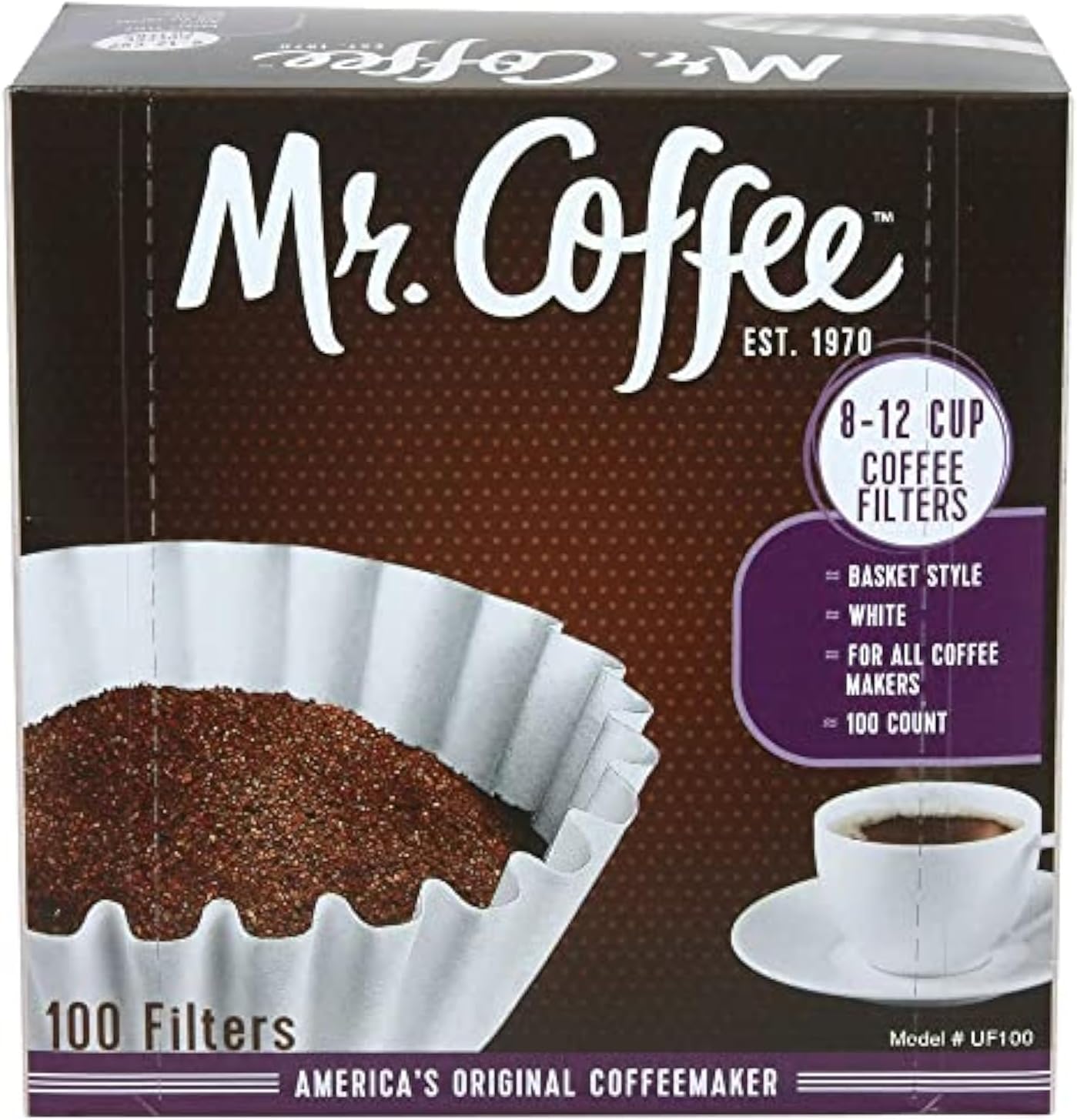 Mr. Coffee 8-12 Cup Coffee Filters - 100 Count Box for Perfectly Brewed Coffee