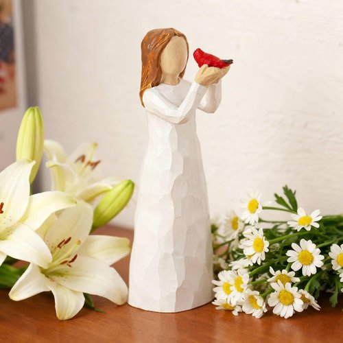 JQKBST Angel Cardinal Figurines Gift for Women, Messenger, Sympathy Gifts for Loss of Loved One, Sculpted Hand-Painted Figure Statue Home Decor