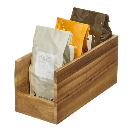 iDesign Acacia Wood Open-Front Bin for Pantry Organization – Natural