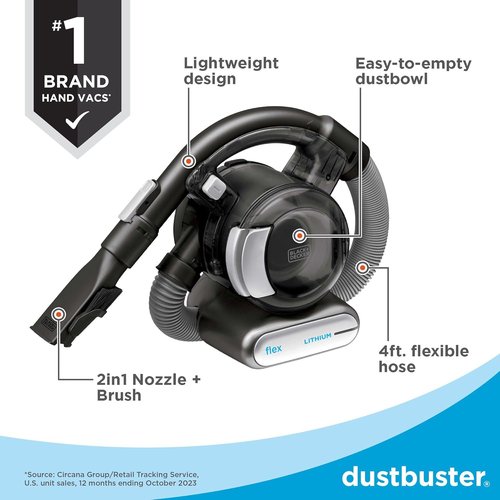 BLACK+DECKER Dustbuster FLEX Cordless Handheld Vacuum - Ideal for Home, Pets & Cars (BDH2020FL)