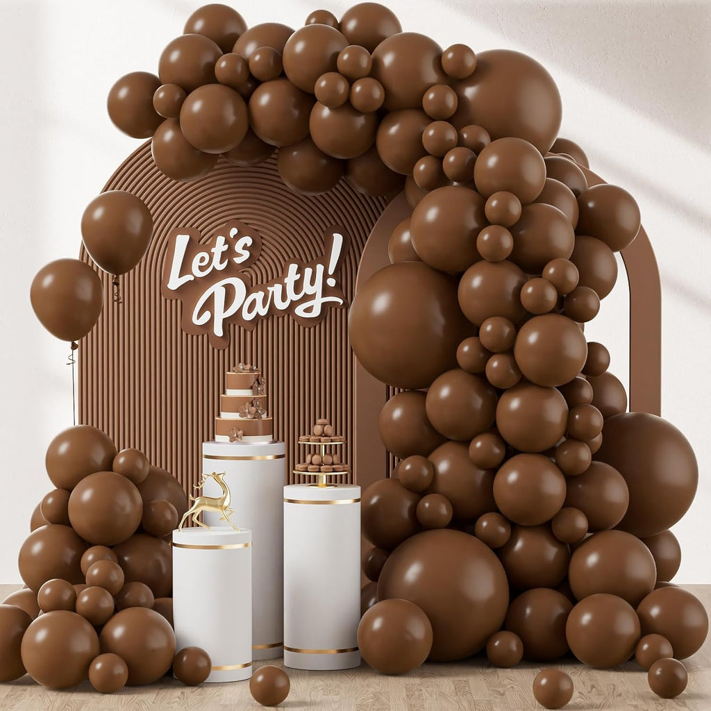 Skiennix Dark Brown Balloons - 120-Piece Boho Latex Balloon Arch Kit | 5-18 Inch Sizes for Parties
