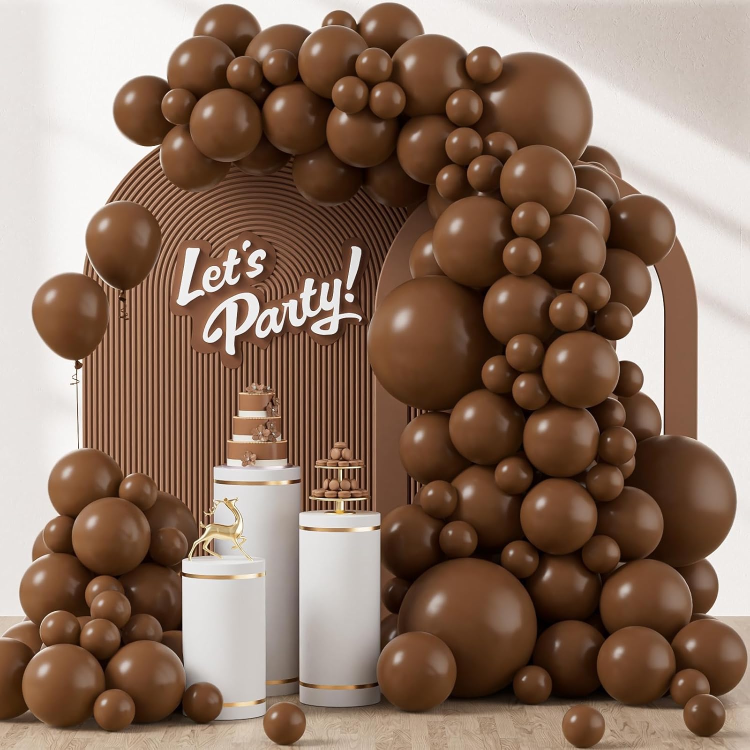 Skiennix Dark Brown Balloons - 120-Piece Boho Latex Balloon Arch Kit | 5-18 Inch Sizes for Parties