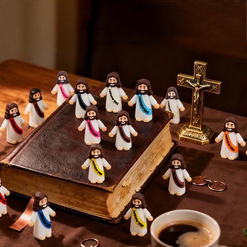 KIMOBER Mini Jesus Figures - 30pcs Colorful Pocket Figurines for Easter Gifts & Baptism Celebrations