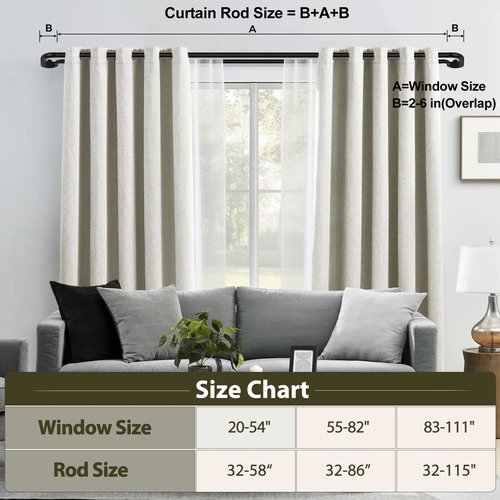Double Curtain Rods 32 to 58 Inches, HOTOZON Blackout Double Curtain Rods for Windows 20 to 54 Inches (1.6-4.5 ft), 6/8 Inches Wrap Around Room Darkening Telescoping Drapery Rod, Black