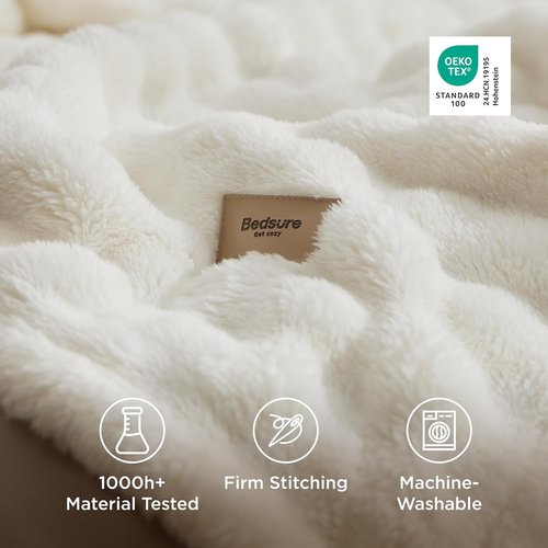 Bedsure 3D Fleece Bubble Blanket - GentleSoft White Spring Throw for Couch & Sofa Decor | Lightweight 50"×60" Cozy Gift