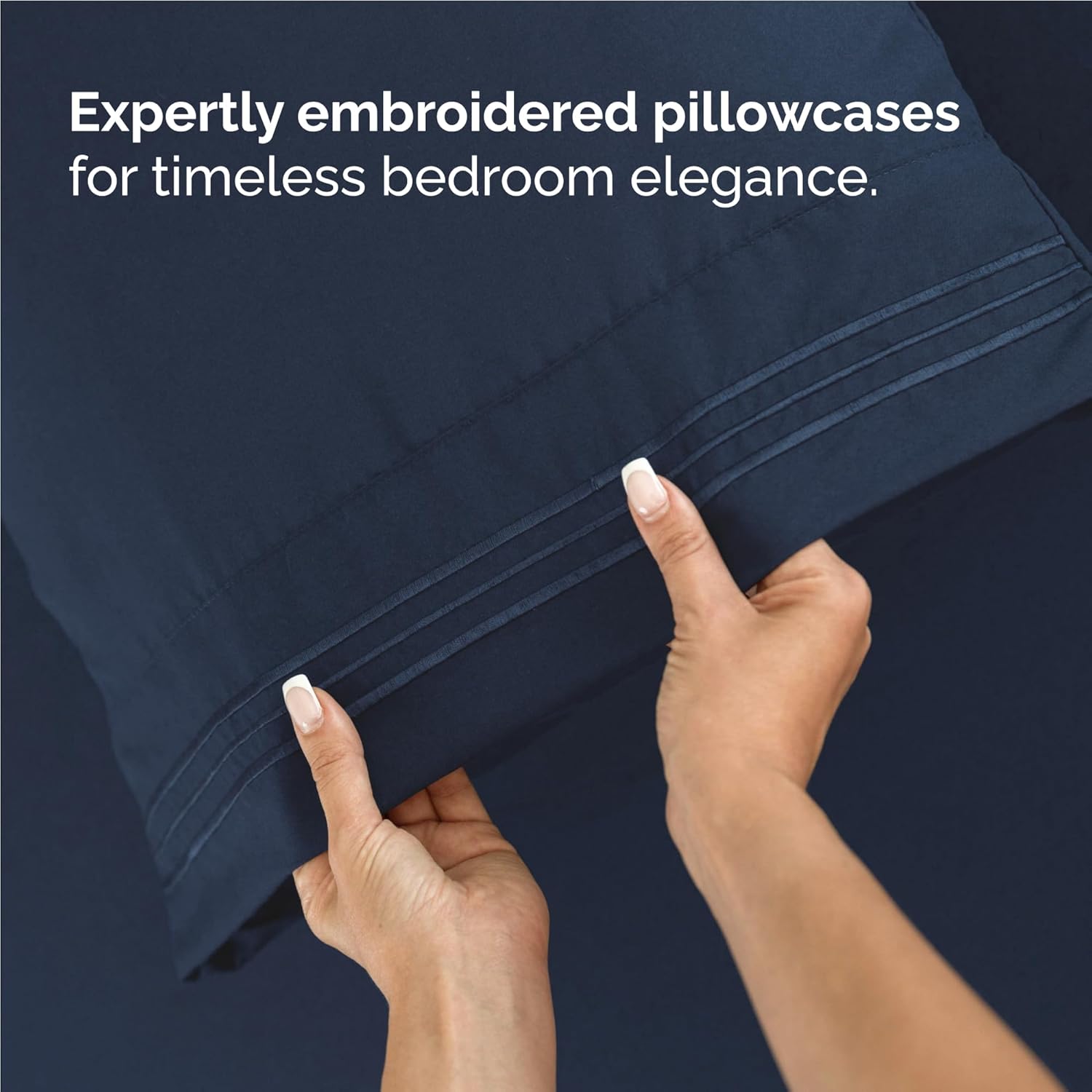 Regine Switzerland Full Size 4-Piece Sheet Set - Comfy Cooling Bed Sheets - Ultra-Soft, Deep Pockets - Navy Blue