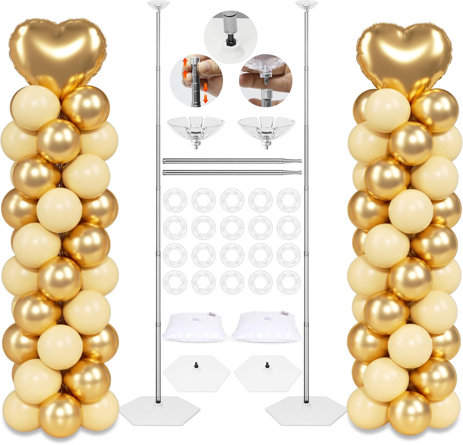 Skiennix Balloon Column Stand Kit - 7 Feet Adjustable Metal Tower for Graduation, Wedding & Party Decor