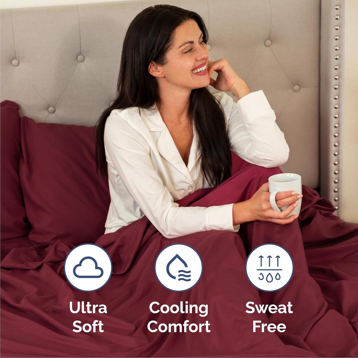 Queen Size 4 Piece Sheet Set - Comfy Cooling Bed Sheets for Luxury Bedding - Ultra-Soft, Deep Pockets - Oeko-Tex Certified - Burgundy