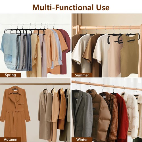 50 Pack Black Velvet Hangers Non Slip, Felt Pants Hangers Thin Space Saving Clothes Hanger Flocked Strong Durable Ganchos para Colgar Ropa with 360°Swivel Hook for Pants Jeans Shorts Skirts Tank Top