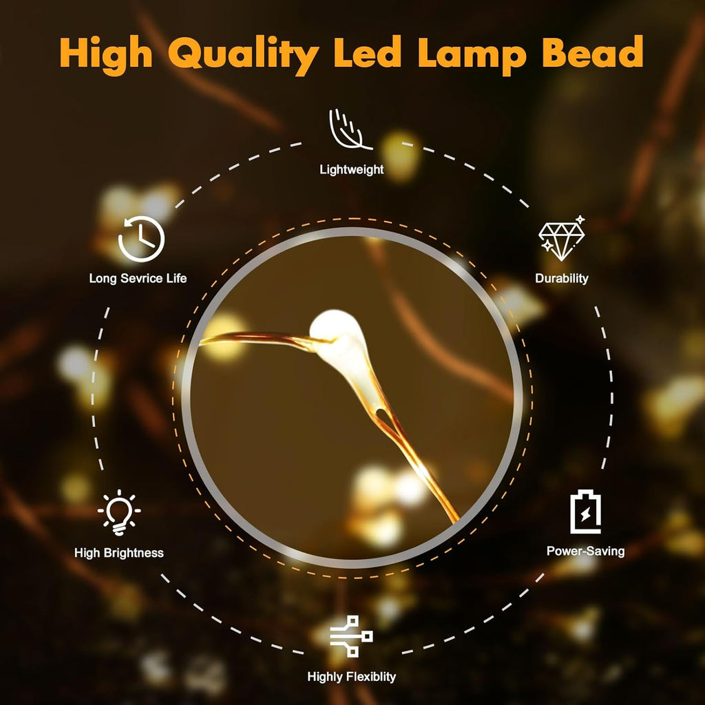 Skiennix 33ft 100 LED Fairy Lights - Warm White Waterproof Copper Wire String Lights for Indoor/Outdoor Decor