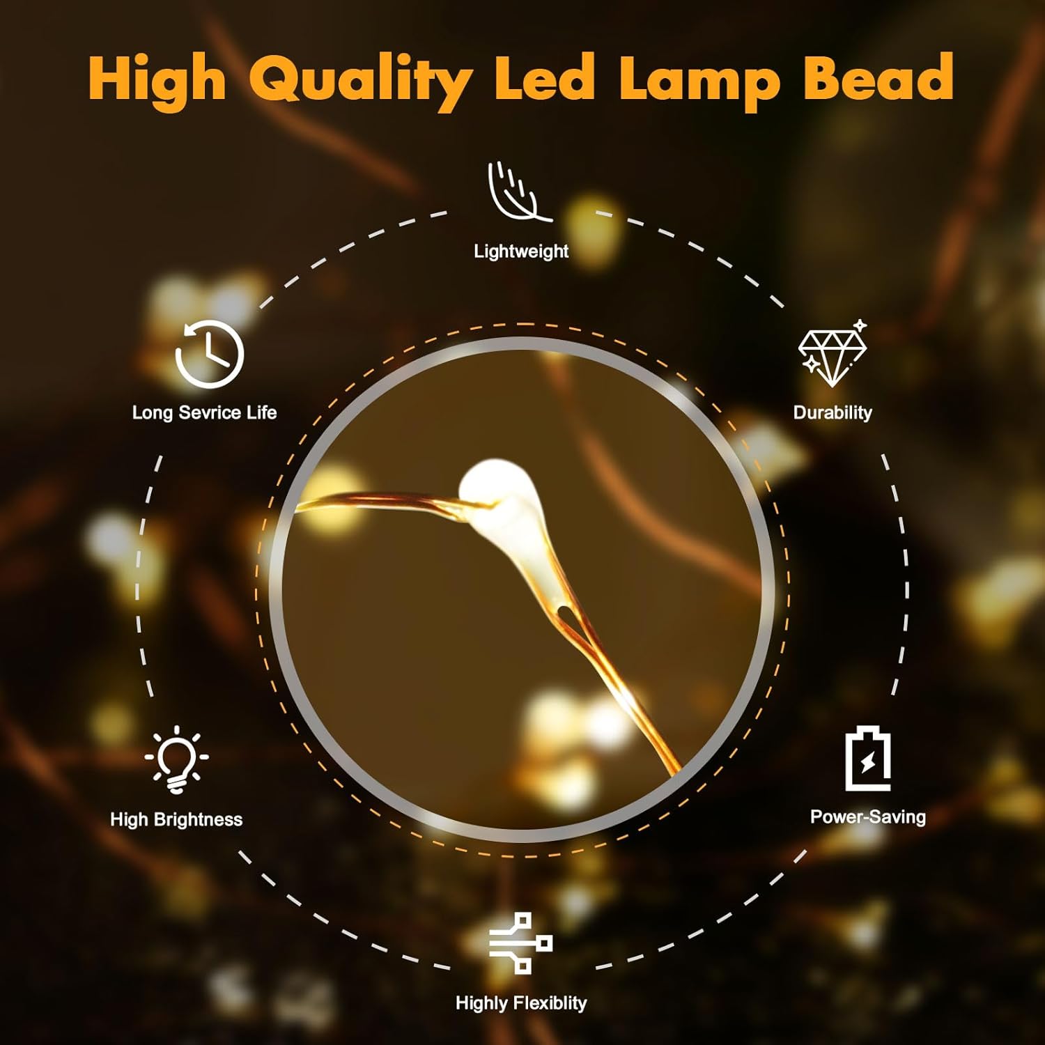Skiennix 33ft 100 LED Fairy Lights - Warm White Waterproof Copper Wire String Lights for Indoor/Outdoor Decor