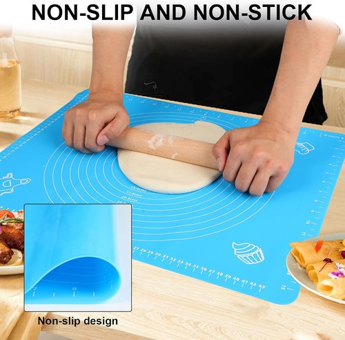 LIMNUO Silicone Baking Mat - Extra Thick Non-Stick Pastry Sheet for Dough | Blue, 16'' x 20''