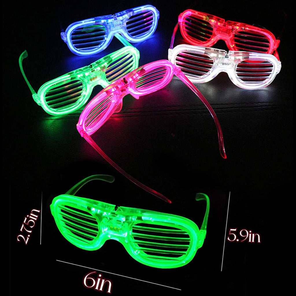 Skiennix LED Glasses - 25 Pack Neon Colors | Glow in the Dark Party Supplies for Kids & Adults