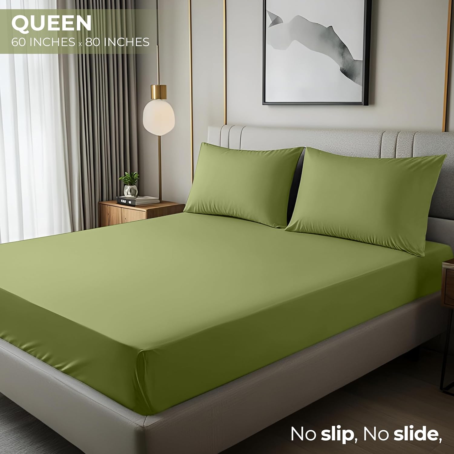 Utopia Bedding Queen Fitted Sheet - Deep Pocket Soft Microfiber - Olive Color, Fade Resistant & Easy Care
