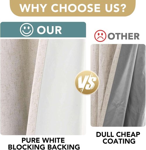 H.VERSAILTEX 100% Blackout Curtains - Full Light Blocking, Textured Design | 84-Inch Grommet Panels, Natural Color (2-Pack)