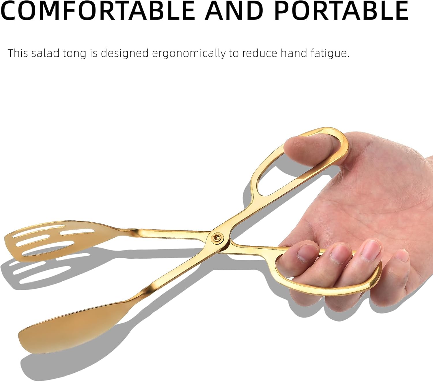 Salad Tongs - Premium Stainless Steel Scissor-Style Serving Utensils | Non-Toxic, Heat-Resistant, 2-Pack (Gold)
