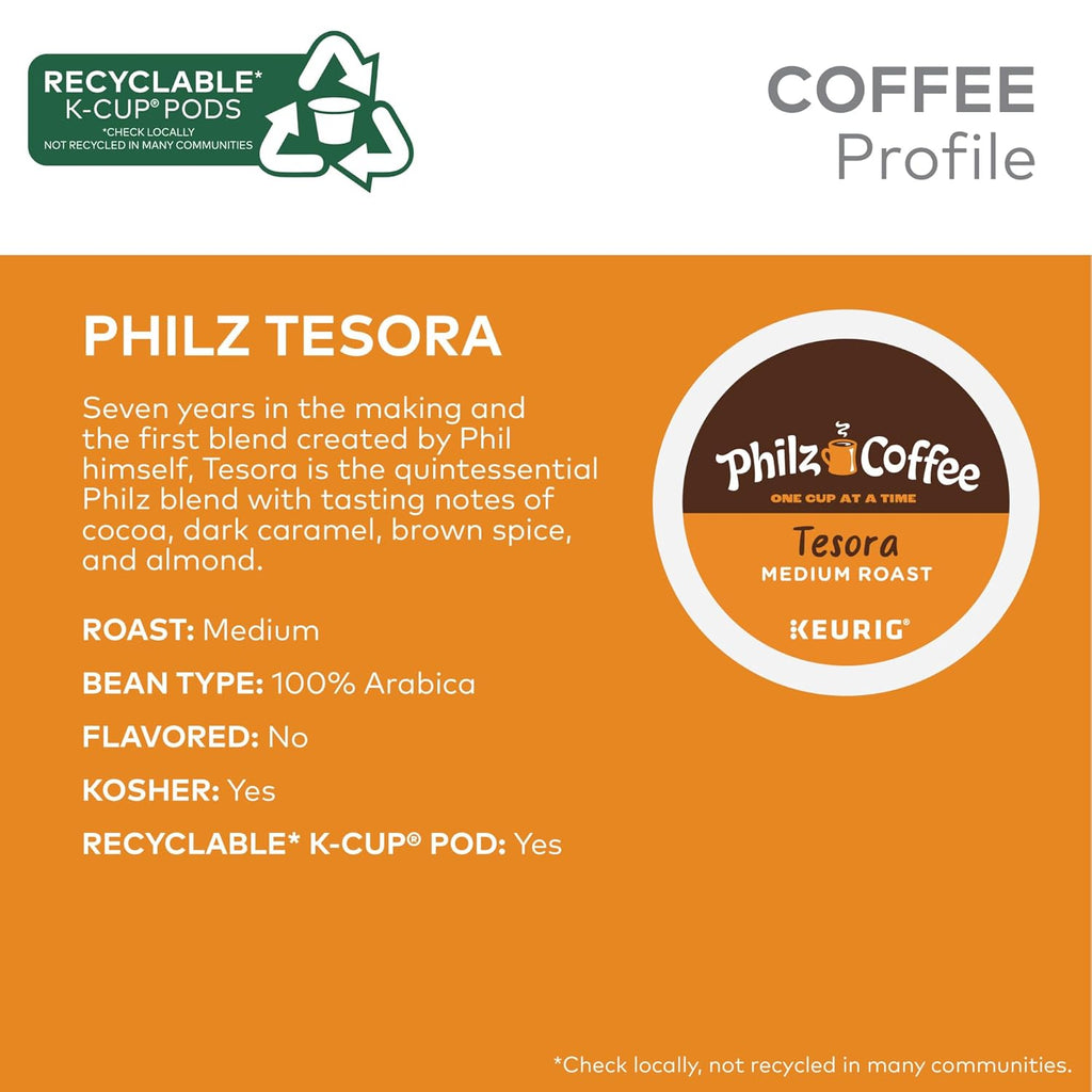 Philz Coffee Tesora K-Cup® Pods - Medium Roast Single Serve Coffee | 20 Count Pack
