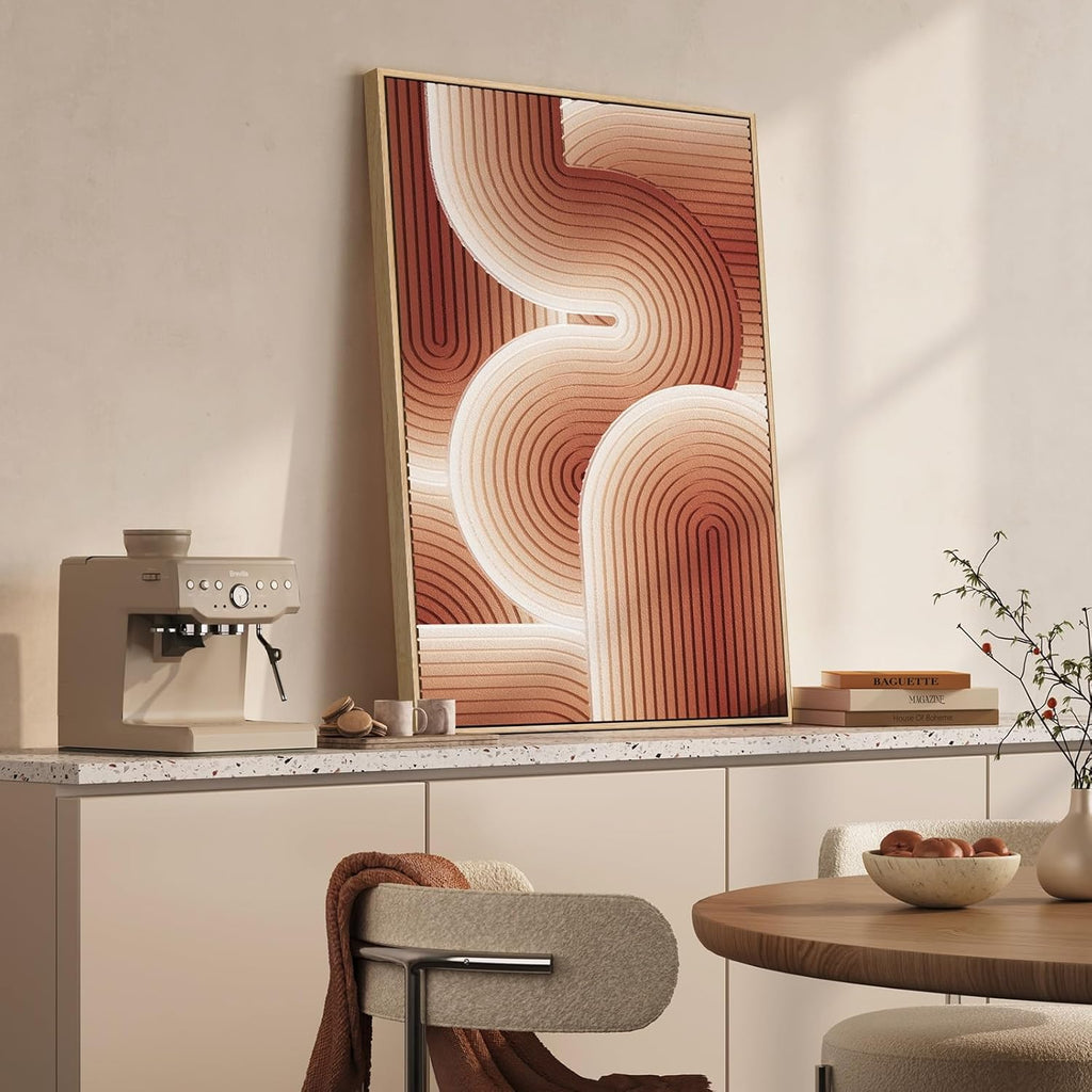 Skiennix 3D Textured Boho Wall Art - Modern Terracotta Geometric Paintings | 24x36 In Minimalist Decor