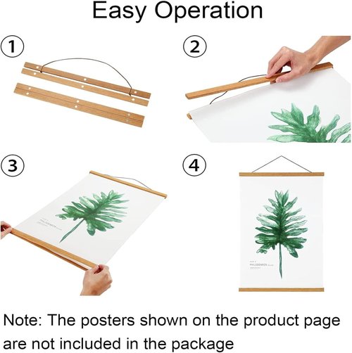 FALAMON Magnetic Poster Hanger Frame - 3 Pack Teak Wood | Fits 20x20, 20x28, 20x30 Posters & Art