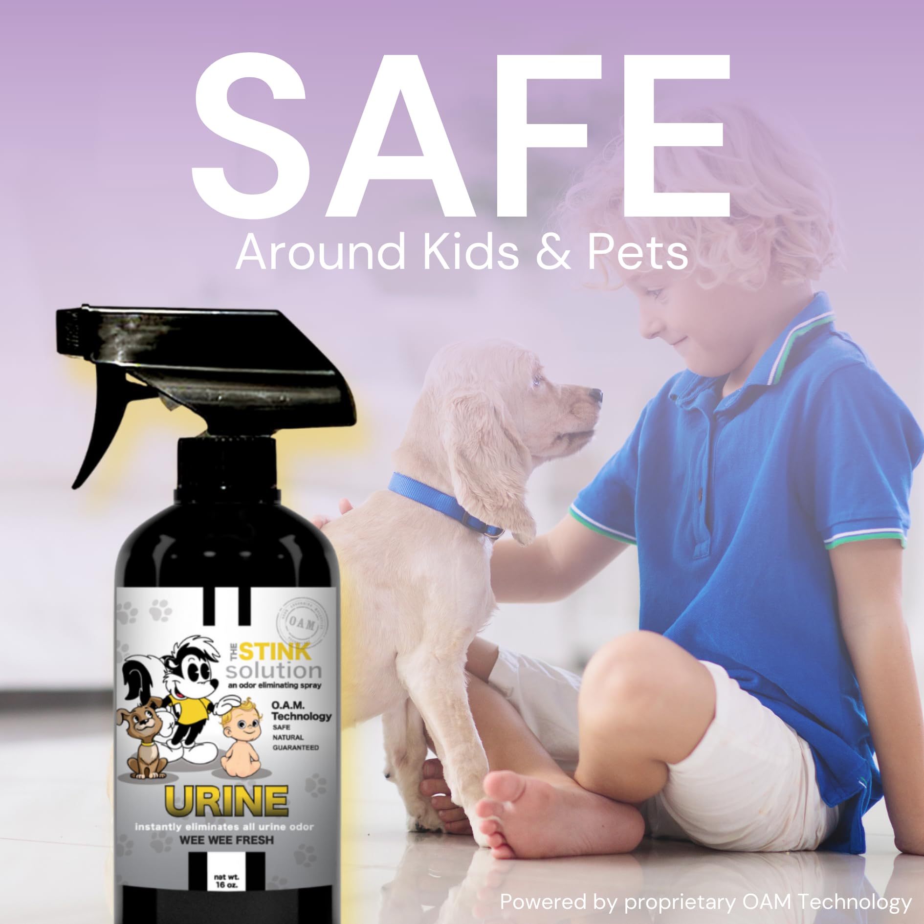 The Stink Solution Urine Odor Eliminator Spray Completely Removes Cat Urine, Dog Pee, & Human Urine Odor Quickly from Carpet, Mattress, Hardwood Floor, Grass, Outdoor Turf, etc - 1 16oz (WeeWee Fresh)