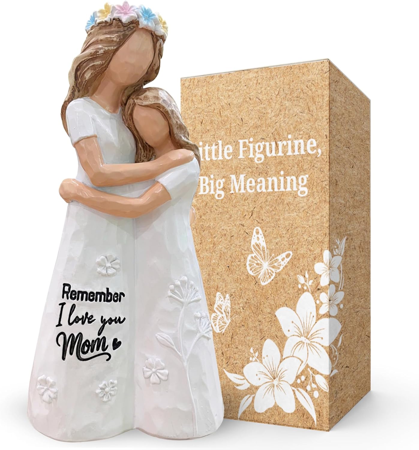 Mother Daughter Figurine, Statue - Mothers Day Figurines for Mom Daughter - I Love You Mom Gifts for Mothers Day, Valentine, Christmas - Mother and Daughter Embracing Hand-Painted Resin Sculpture 5.7"