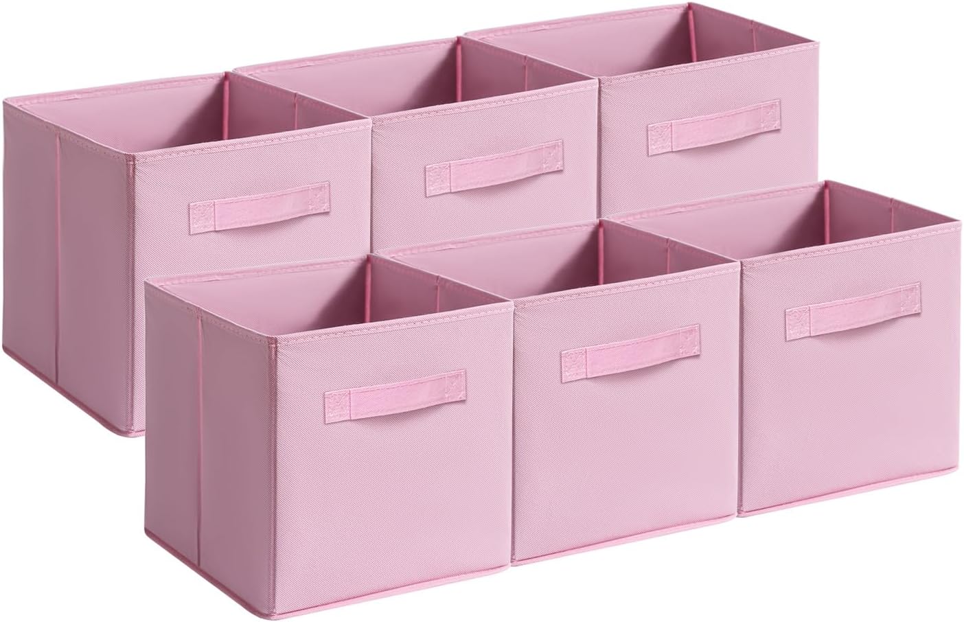 Skiennix Fabric Storage Bins - 6 Pack Collapsible Cube Organizer for Closet & Living Space | Foldable Boxes with Handles (Pink, 11 Inch)