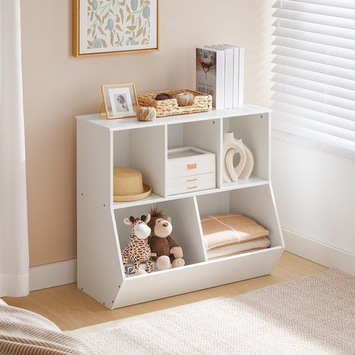 HOOBRO Kids Bookshelf, Bookcase Footboard, 31.5" L Toy Storage Cubby, Children's Toy Shelf, Toy Storage Cabinet, Fit for Children's Room, Playroom, Hallway, Kindergarten, White WT328CW01