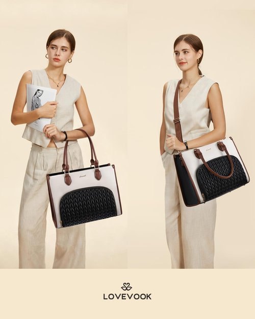 LOVEVOOK Lunch Tote Bag for Women, 3 in 1 Work Bag with Insulated Lunch Compartment, 15.6 Inch Laptop Tote Bag for Teacher, Nurse, Business, Office