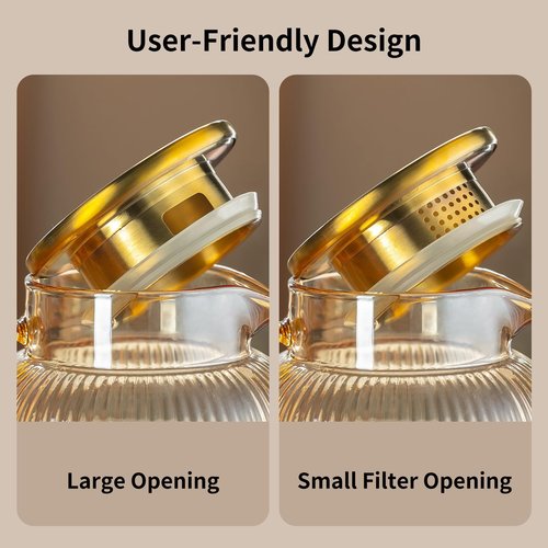 Buaic 2 PACK Glass Pitcher with Lid, 68 oz/ 2 Liter Amber Classic Vertical Stripes Water Pitcher,Glass Water Carafe for Cold Brew, Coffee, Lemonade, Iced Tea,Beverage, Heat Resistant Water Glass Jug