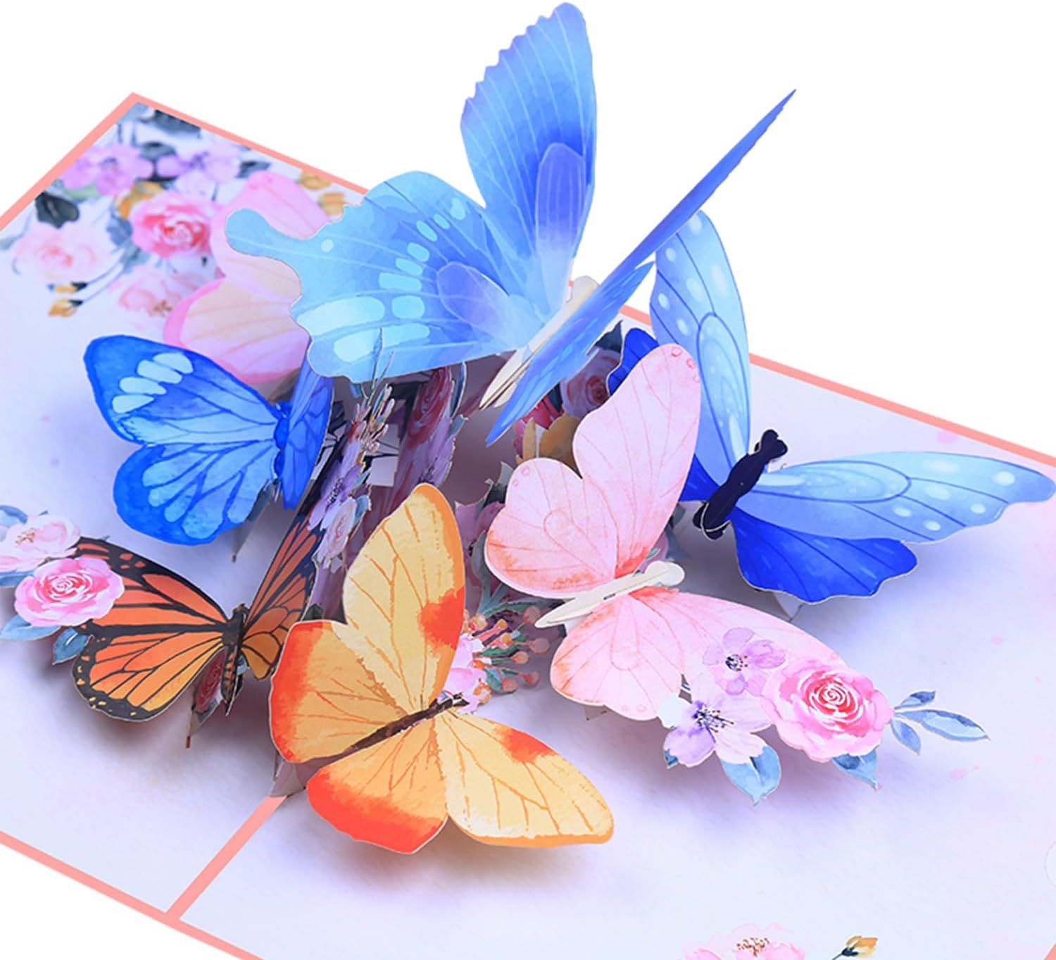 ROBBEAR 3D Butterfly & Flower Pop-Up Greeting Card - Handmade Envelope for Any Occasion