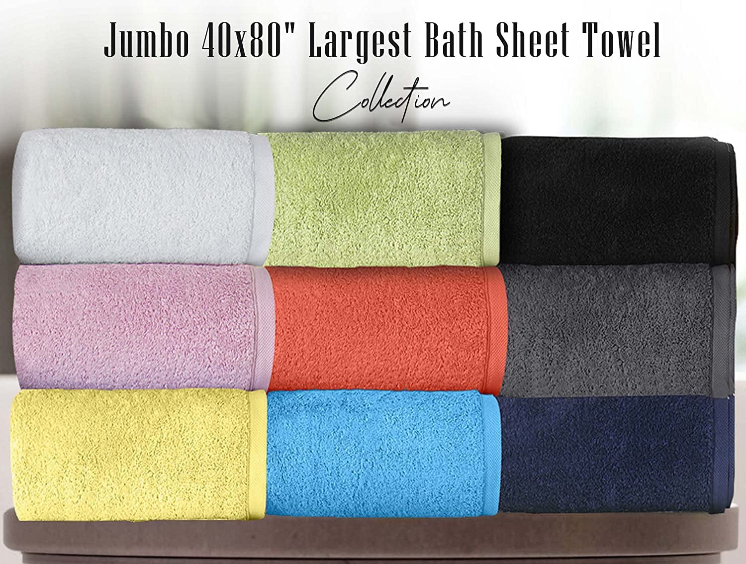 NINE WEST Oversized Luxury Terry Bath Sheet, Soft & Plush 40x80 Inch Extra Large Jumbo Bath Towels, 100% Turkish Cotton (White)