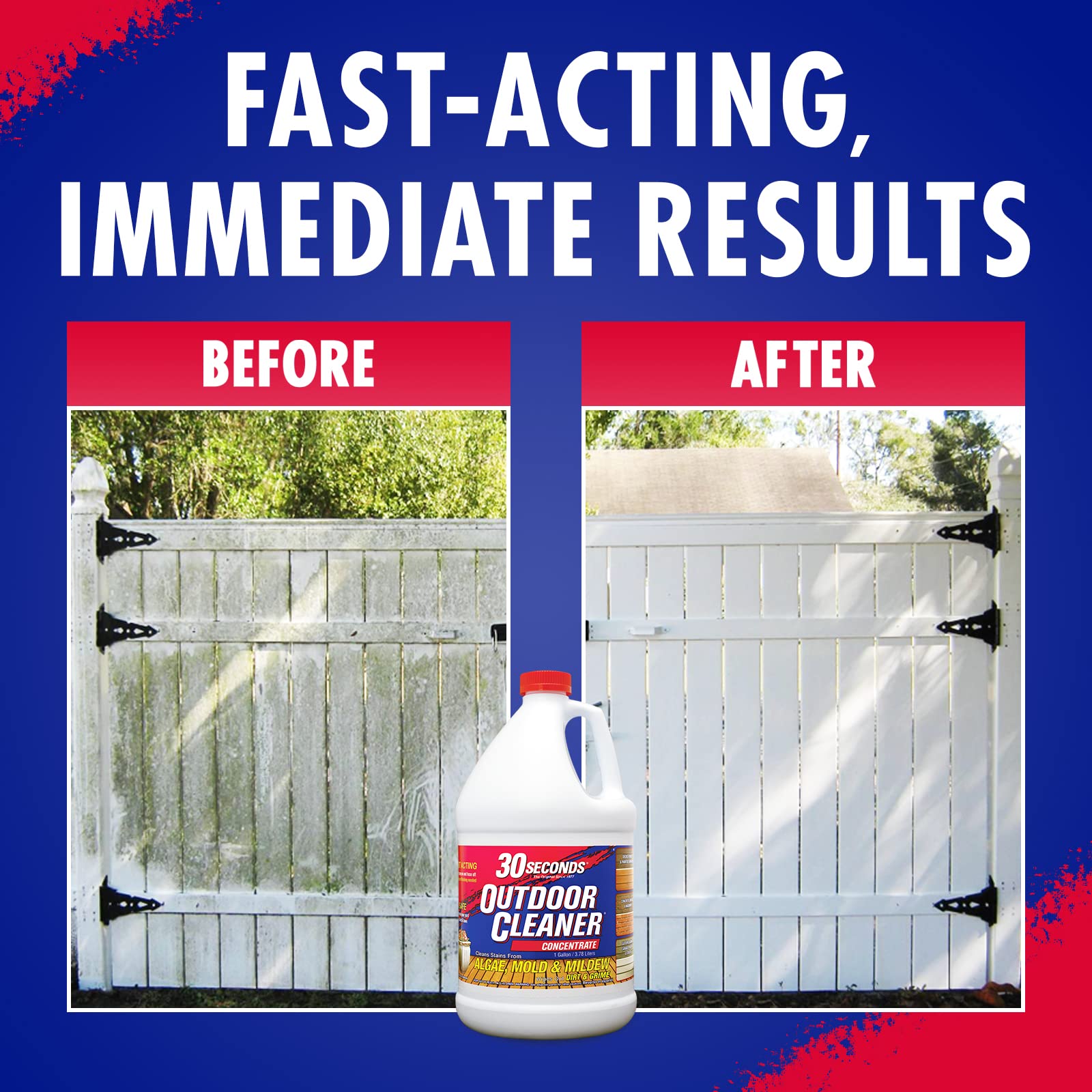 30 SECONDS Outdoor Mold & Mildew Stain Remover | Concentrate | 128 fl. oz. & Outdoor Cleaner 1 Gallon Pump Sprayer Bundle