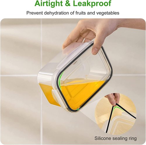 Freshmage Fruit Storage Containers - Airtight Produce Saver with Removable Colander | 4 Pcs Clear, Dishwasher Safe